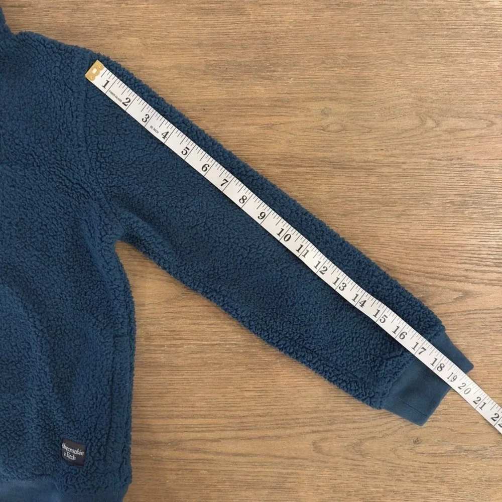 Abercrombie Kids 1/4 Snap Sherpa Fleece Mock Neck Pullover-Teal-Unisex Size 9-10